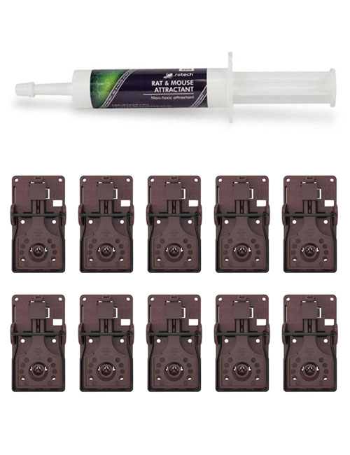 10 Stück GorillaTraps Rattenfallen mit 30g Lockstoff Spritze